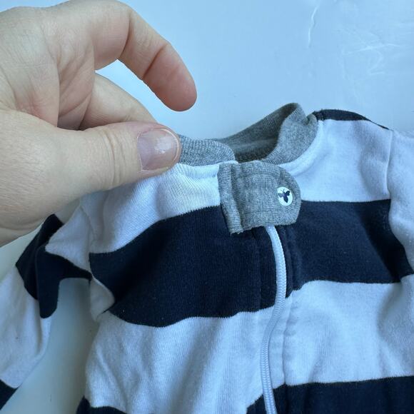 Burt's Bees Baby Blue Striped Sleeper - 24 Months - Picture 3 of 4